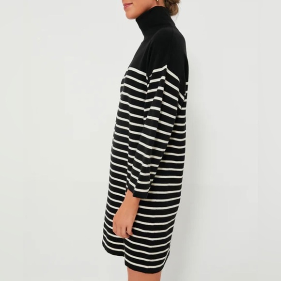 Tuckernuck Pomander Place Striped Durand Turtleneck Dress-Black/White-Women’s M - Picture 6 of 14
